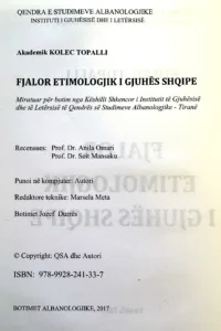 Fjalorit Etimologjik i Shqipes - të dhëna për librin.